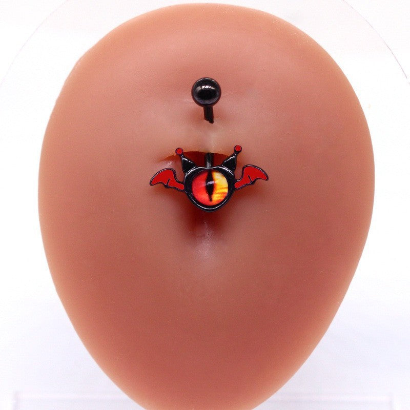 Exaggerated Funny Eye Resin Belly Button Ring - Halloween Demon Piercing Jewelry