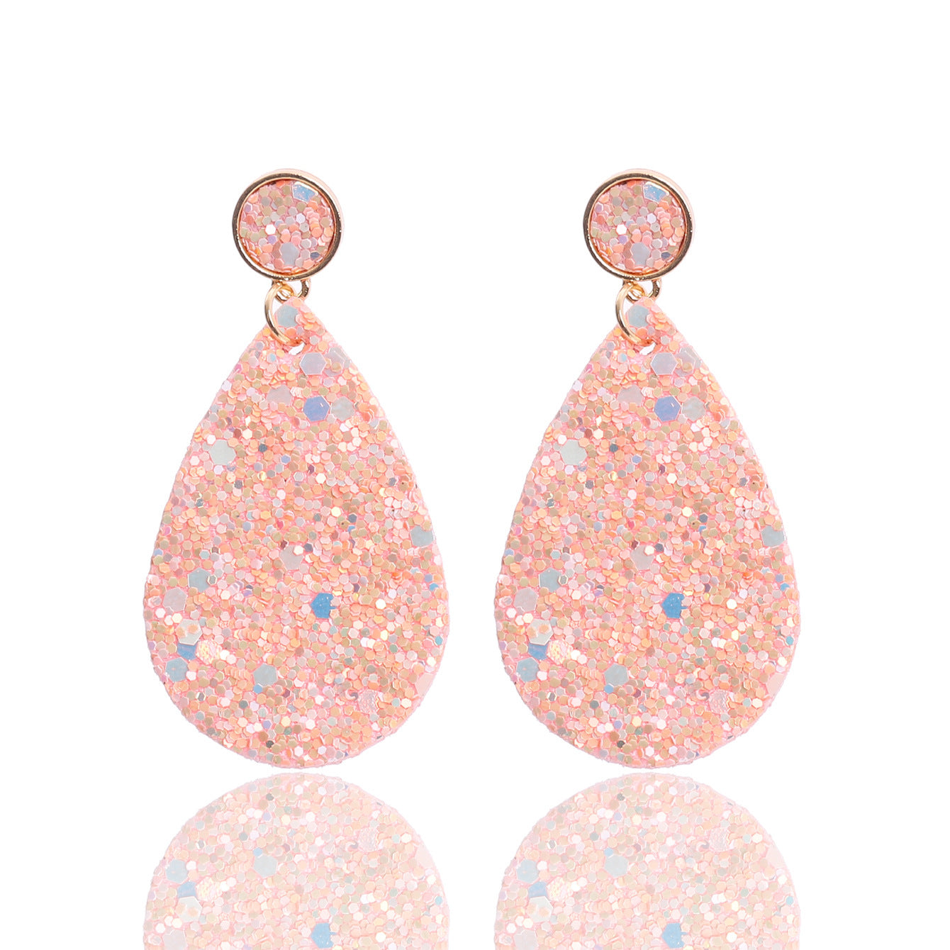 1 Pair Retro Glitter PU Leather Water Droplet Earrings