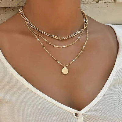 Simple Style Layered Sequin Pendant Necklace for Women