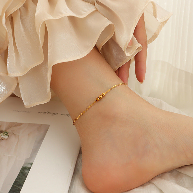 18k Gold Plated Geometric Steel Ball Titanium Anklet