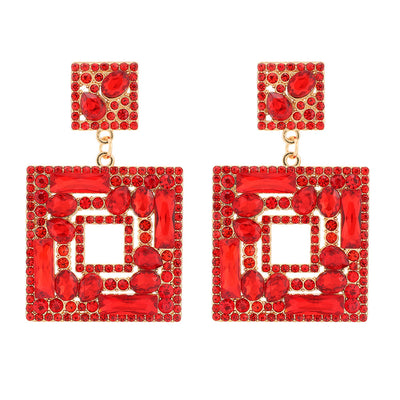 1 Pair Square Gemstone Drop Earrings - Trendy Fashion Jewelry