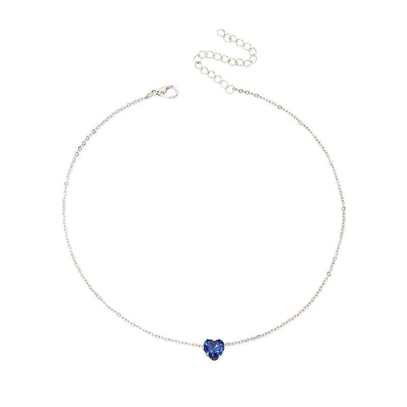 Heart-shaped Zircon Pendant Necklace