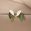 1 Pair Elegant Korean Style Leaf Enamel Alloy Ear Studs