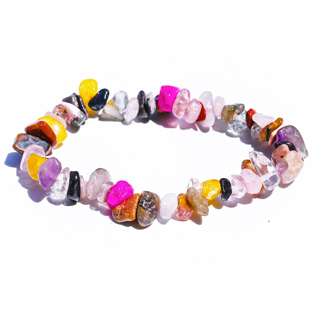 Wholesale Natural Stone Polished Multicolor Crystal Stretch Bracelets