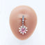 Casual Heart-Shaped Opal and Rhinestone Belly Ring Set in Stainless Steel and White Gold Plating