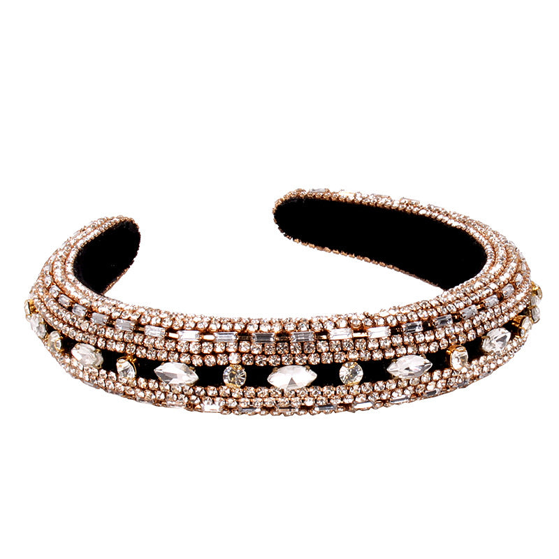 Baroque Rhinestone Pearl Crystal Beaded Wide Headband Hair Accessory