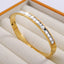 Elegant 18K Gold Plated Stainless Steel Bangle and Titanium Steel Diamond Bracelet Set