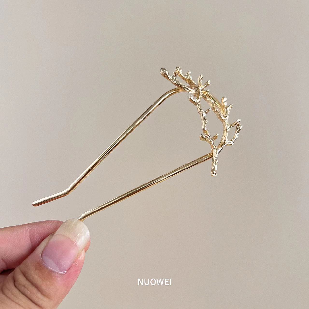 Women's Modern U-Shaped Pearl Inlay Hairpin