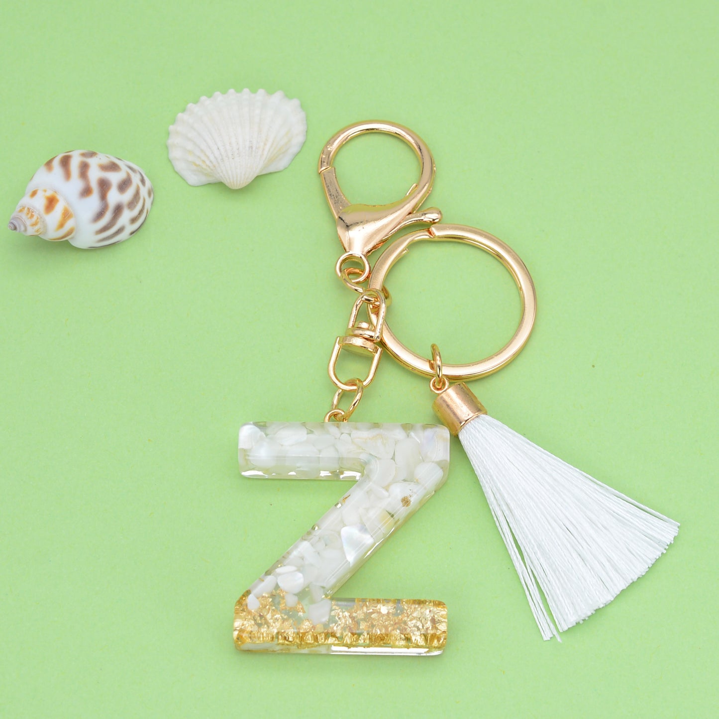 Fashion Letter Tassel Alloy Epoxy Crystal Keychain Pendant