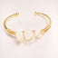 Simple Irregular Natural Stone Crystal Gold-Plated Bangle Bracelet