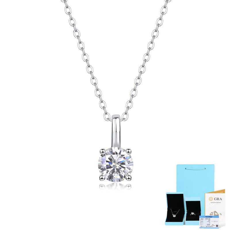 Simple Sterling Silver Moissanite Pendant Necklace