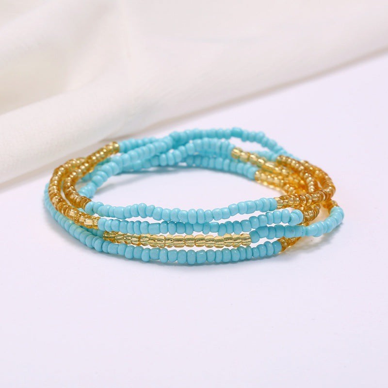 Wholesale Multi-Layer Geometric Seed Bead Plated Waist Chain