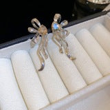 Elegant Bow Knot Pearl Drop Earrings - 2024 Silver Alloy Luxury Design