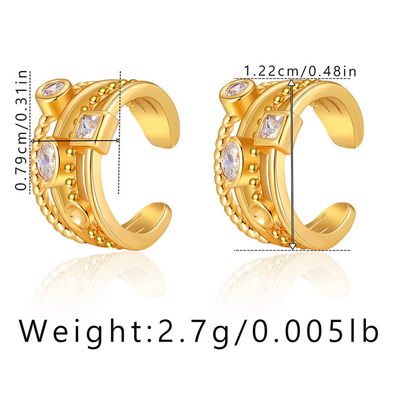 Elegant Butterfly Zircon 18k Gold Plated Copper Ear Cuffs