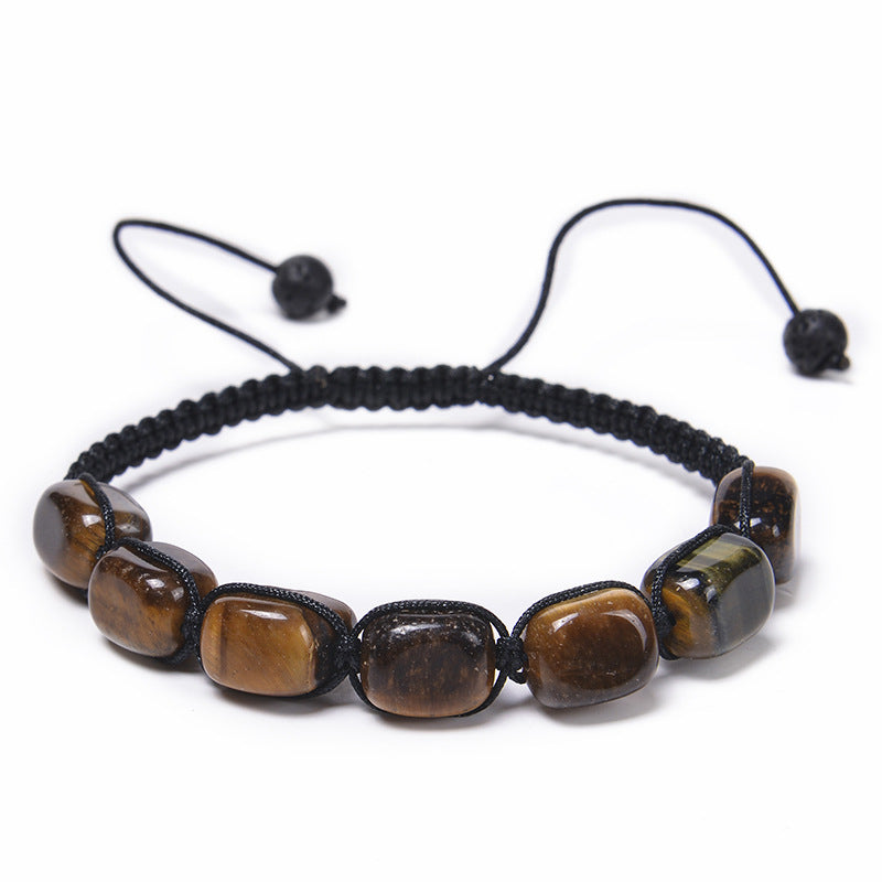 Colorful Natural Stone Beaded Bracelet with Tiger Eye and Agate Crystals