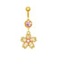 Elegant Sun & Moon Butterfly Belly Ring - 316 Stainless Steel with Rhinestones and Gold Plating