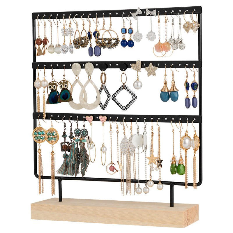 Nordic Style Multi-Layer Metal and Wood Jewelry Display Rack