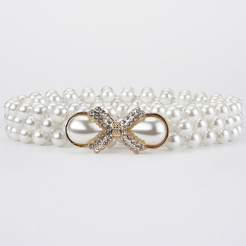 Elegant Butterfly Imitation Pearl Alloy Women's Chain Belt