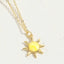 14K Gold Plated Enamel Sun Pendant Necklace with Unique Design