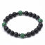 Unisex Natural Stone Beaded Bracelet - 8mm Black Lava & Frosted Stone Jewelry