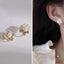 1 Pair Vintage Leaf Flower Bow Knot Pearl Zircon Clip-On Earrings