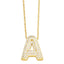 Simple Style 18K Gold Plated Alphabet Pendant Necklace with Zircon Inlay