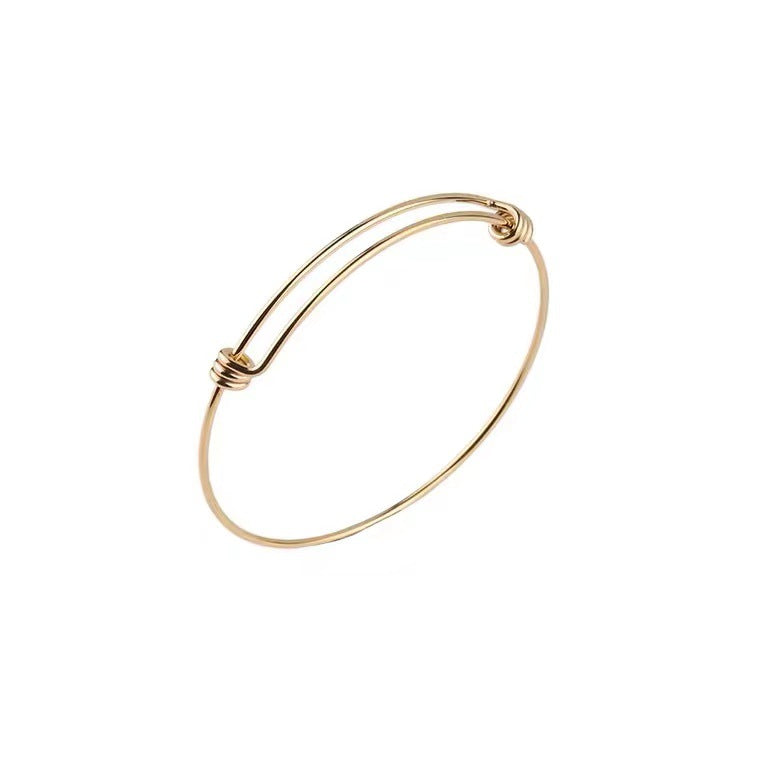 Minimalist 18K Gold Plated Stainless Steel Adjustable Bangle Bracelet