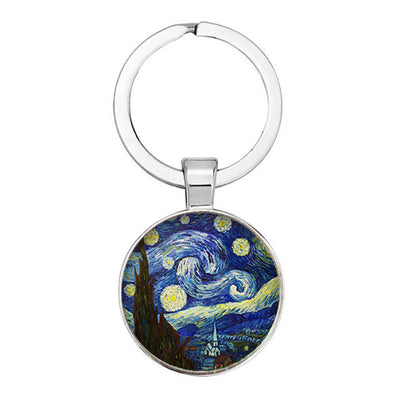 Bohemian Sunflower Starry Sky Glass Pendant Keychain