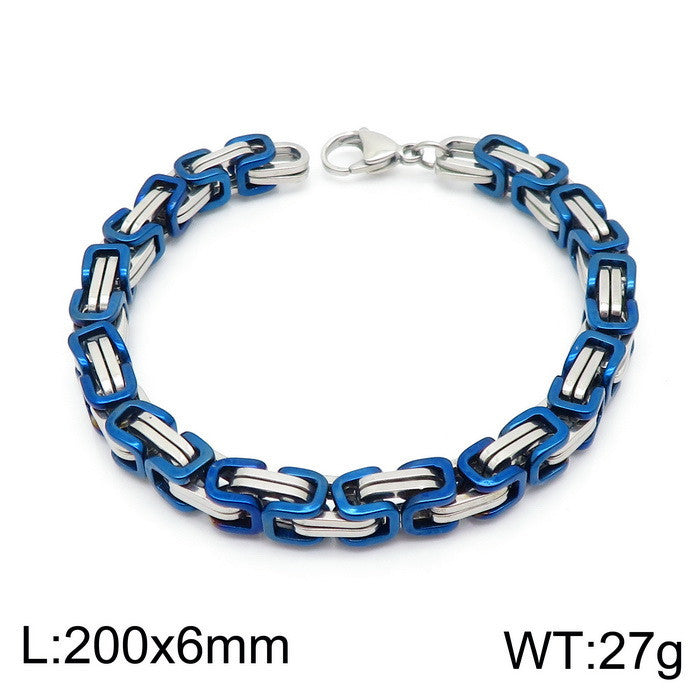 Hip-Hop Geometric Titanium Steel Unisex Bracelet and Necklace Set