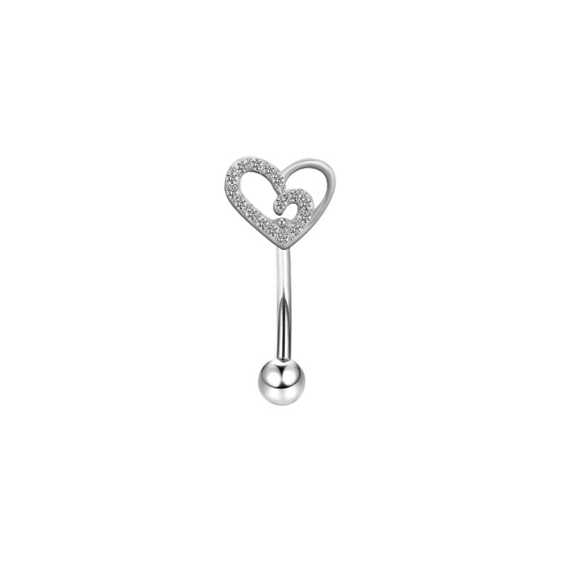 Geometric Heart Zircon Eyebrow Studs Stainless Steel Piercing Jewelry