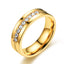 Geometric Stainless Steel Rhinestone Gold Plated Hip Hop Ring for Men