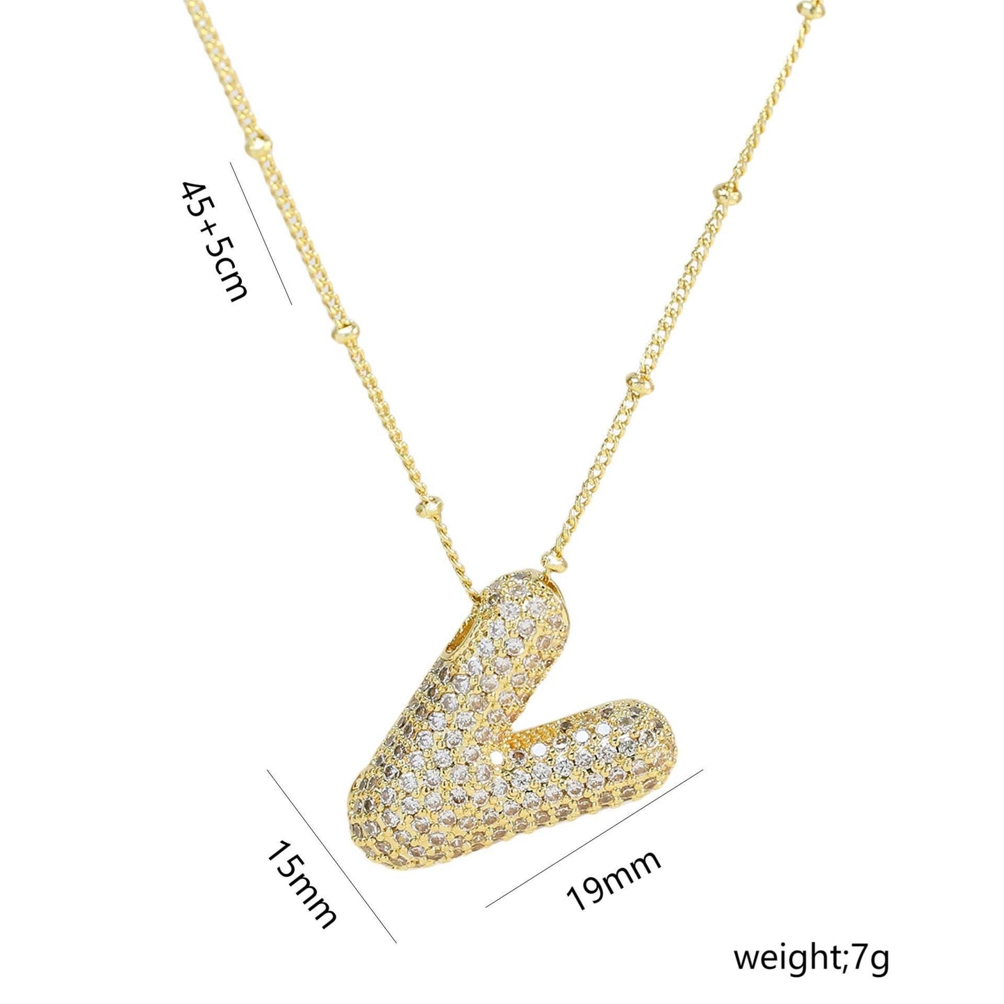 Korean Style Gold Plated Zircon Letter Pendant Necklace