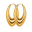 1 Pair Fashion 18K Gold Plated Stainless Steel Oval Hoop Earrings