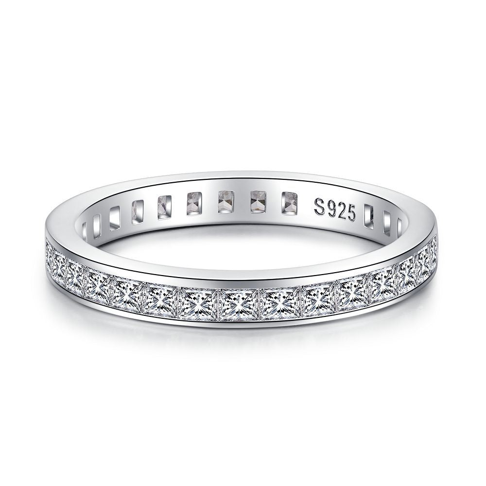 Wholesale Basic Solid Color Sterling Silver Inlay High Carbon Diamond Rings