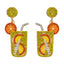 1 Pair Geometric Alloy Drop Earrings with Beaded Cocktail Glass Design