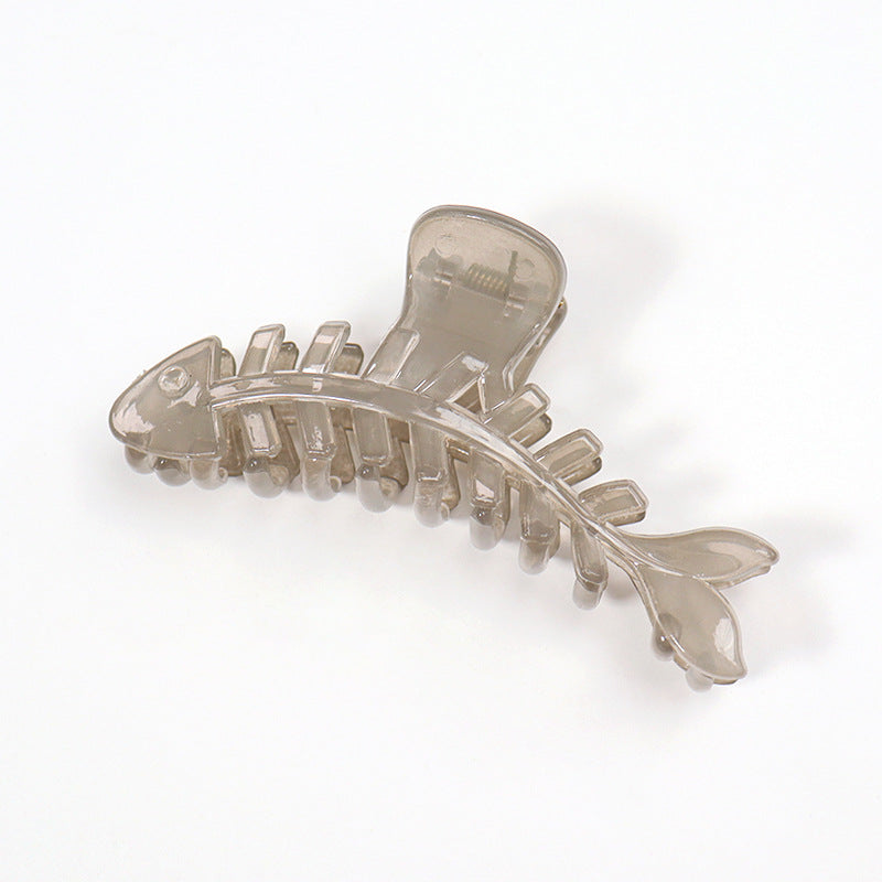 Casual Fishbone Transparent Hair Claw Clip for Women