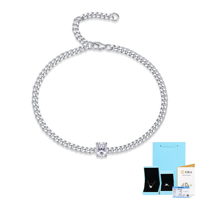 Sterling Silver Moissanite Bracelet with Platinum Plating