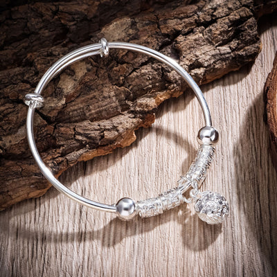 Silver Plated Bell Charm Women's Bangle Bracelet