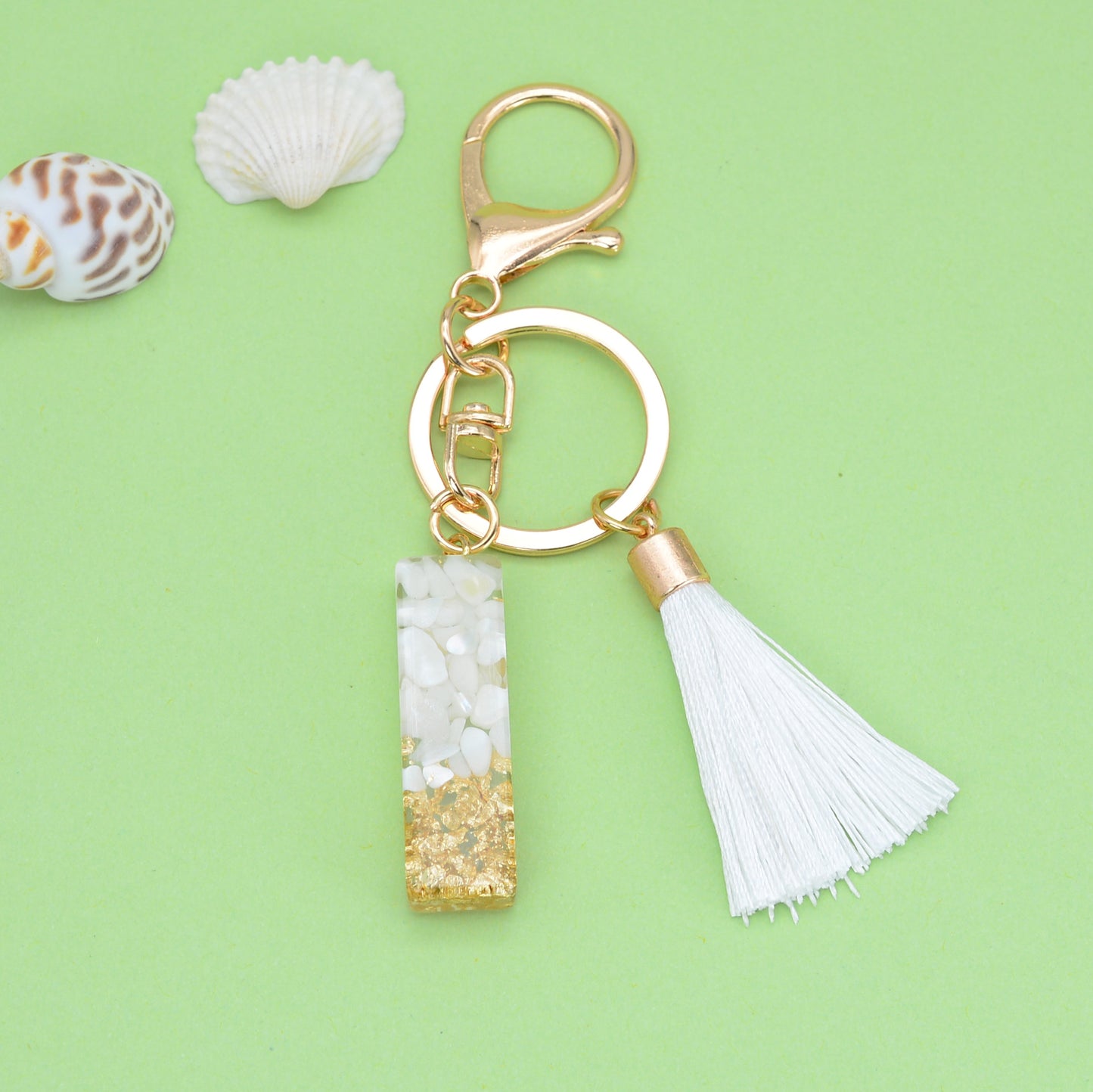 Fashion Letter Tassel Alloy Epoxy Crystal Keychain Pendant