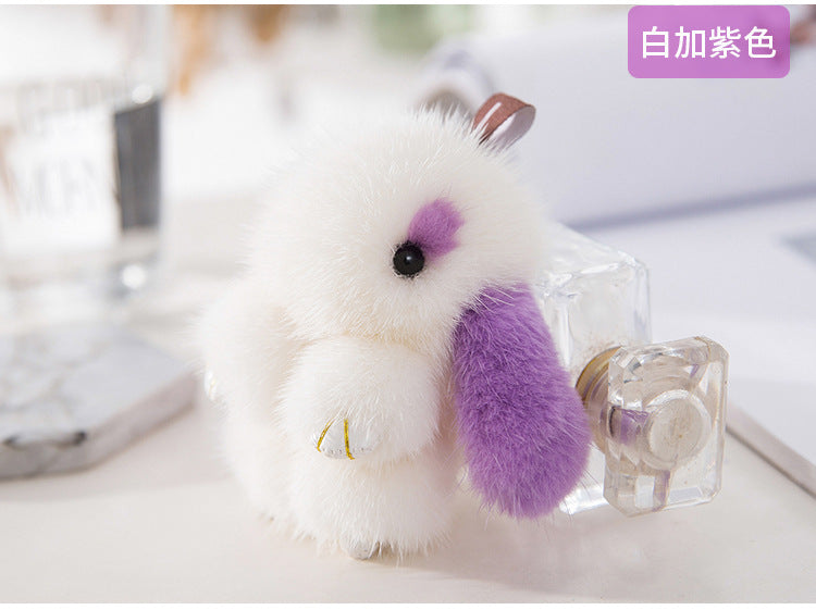 Simple Rabbit Fur Plush Keychain Accessory