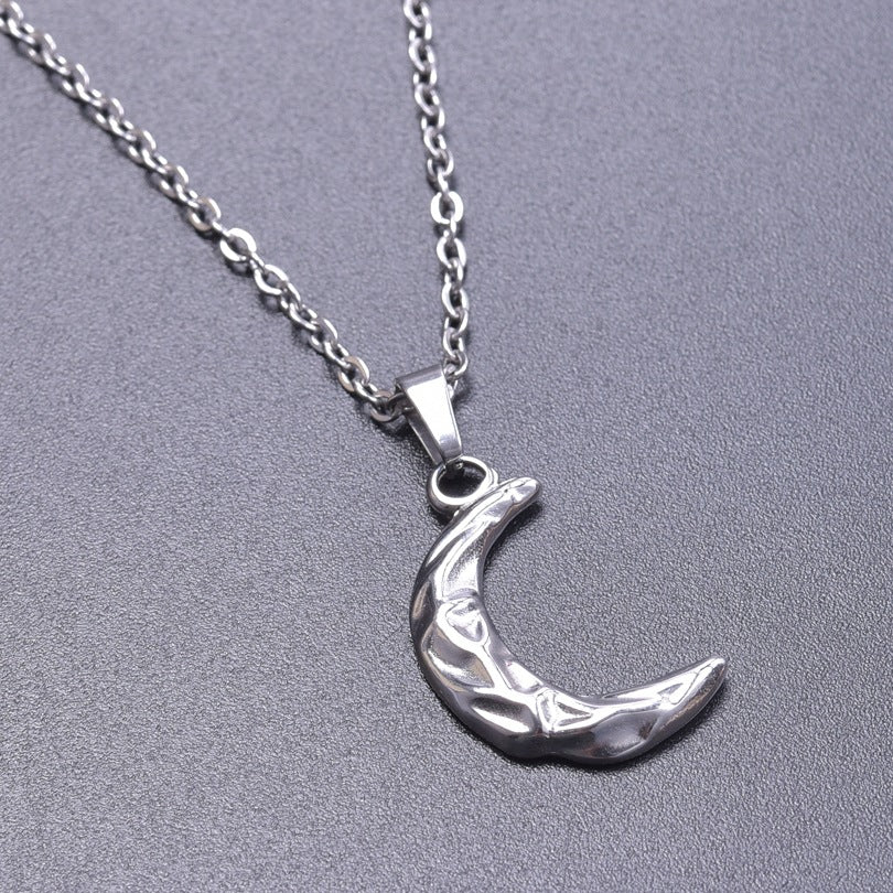 Minimalist Moon Pendant Necklace - 18K Gold Plated Stainless Steel