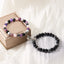 Simple Heart Shape Natural Stone Glass Beaded Unisex Couple Bracelets Set with Magnetic Attraction