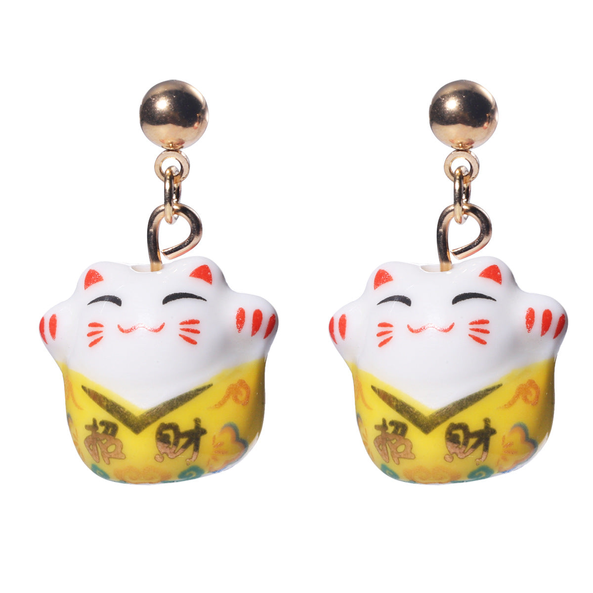 DIY Ceramic Earrings New Cute Style Ceramic Multi-color Lucky Earrings