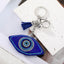 Vintage Style Heart Eye PU Leather Keychain with Rhinestone Tassel Pendant