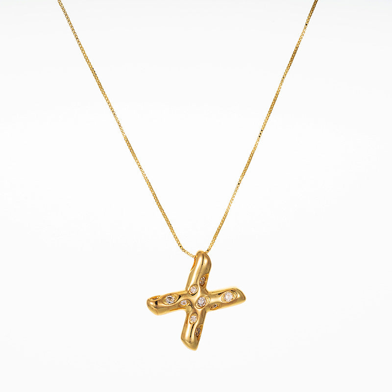 Elegant Gold Plated Zircon Letter Pendant Necklace - Minimalist Design