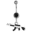 Gun-Shaped Geometric Pendant Navel Ring with Rhinestones