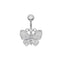 Butterfly Belly Ring 316 Stainless Steel White Gold Plated