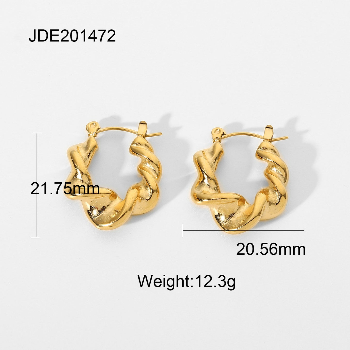 Gold-plated Twisted Croissant Stainless Steel Hoop Earrings