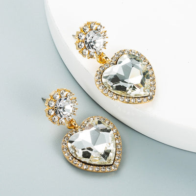 Creative Rhinestone Heart-shaped Alloy Earrings for Women