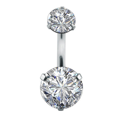 Fashion Double-Headed Zircon Belly Button Ring Women's Body Jewelry